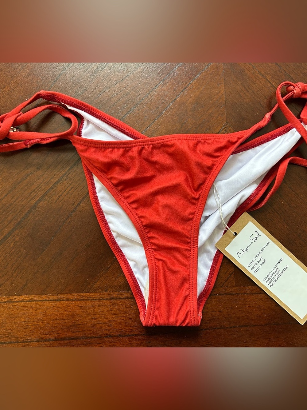 New Niyama Sol Red Tie-Side Bikini Bottom size L